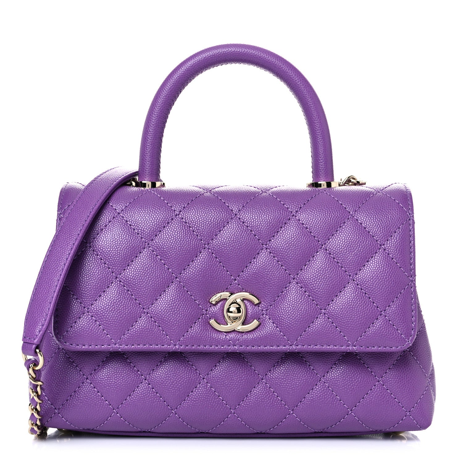 Chanel Caviar Quilted Mini Coco Handle Flap Purple 1 of 10