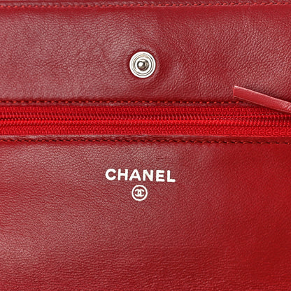 Chanel Lambskin Quilted Wallet On Chain WOC Red 6 of 9