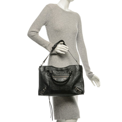 Balenciaga Chevre Silver Metallic Edge City Black 2 of 7