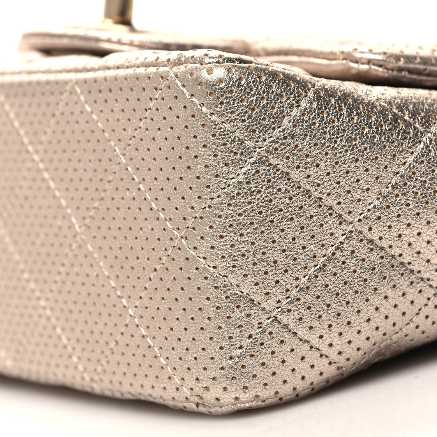 Chanel Metallic Lambskin Perforated Mini Square Flap Gold 10 of 10