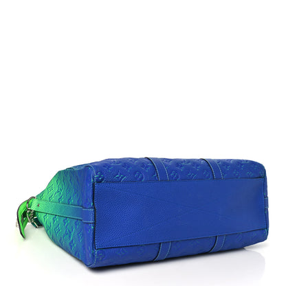 Louis Vuitton Taurillon Illusion Keepall Tote Bleu Vert 3 of 8