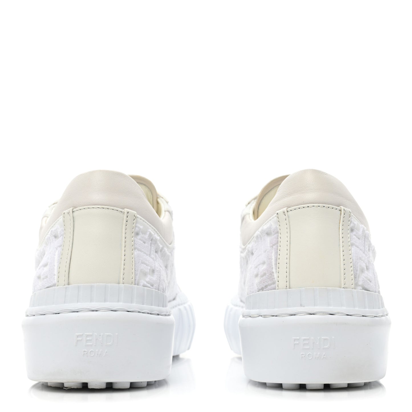 Velvet FF Calfskin Womens Fendi Force Low Top Sneakers 39 White