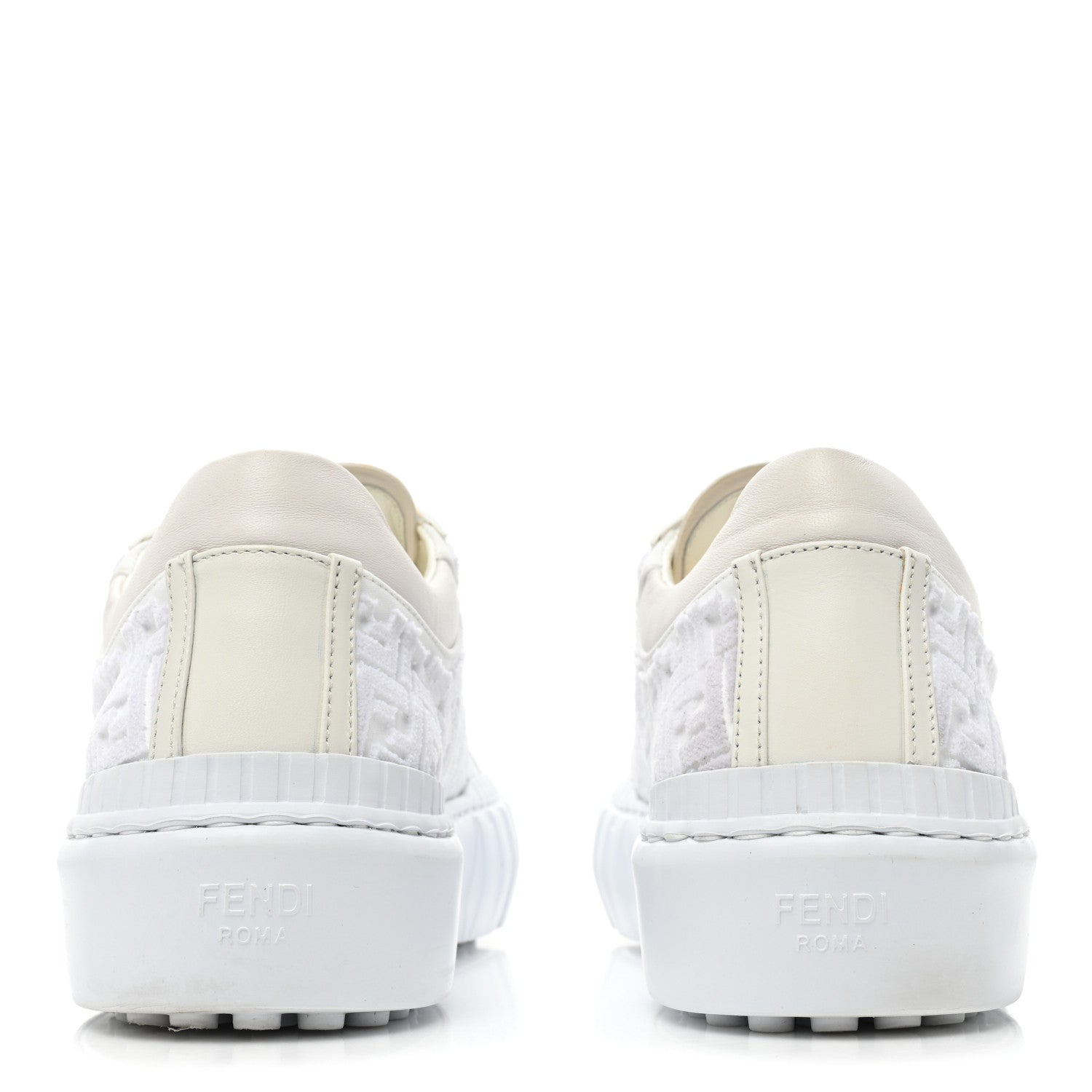 Fendi Velvet FF Calfskin Womens Fendi Force Low Top Sneakers 39 White 4 of 16