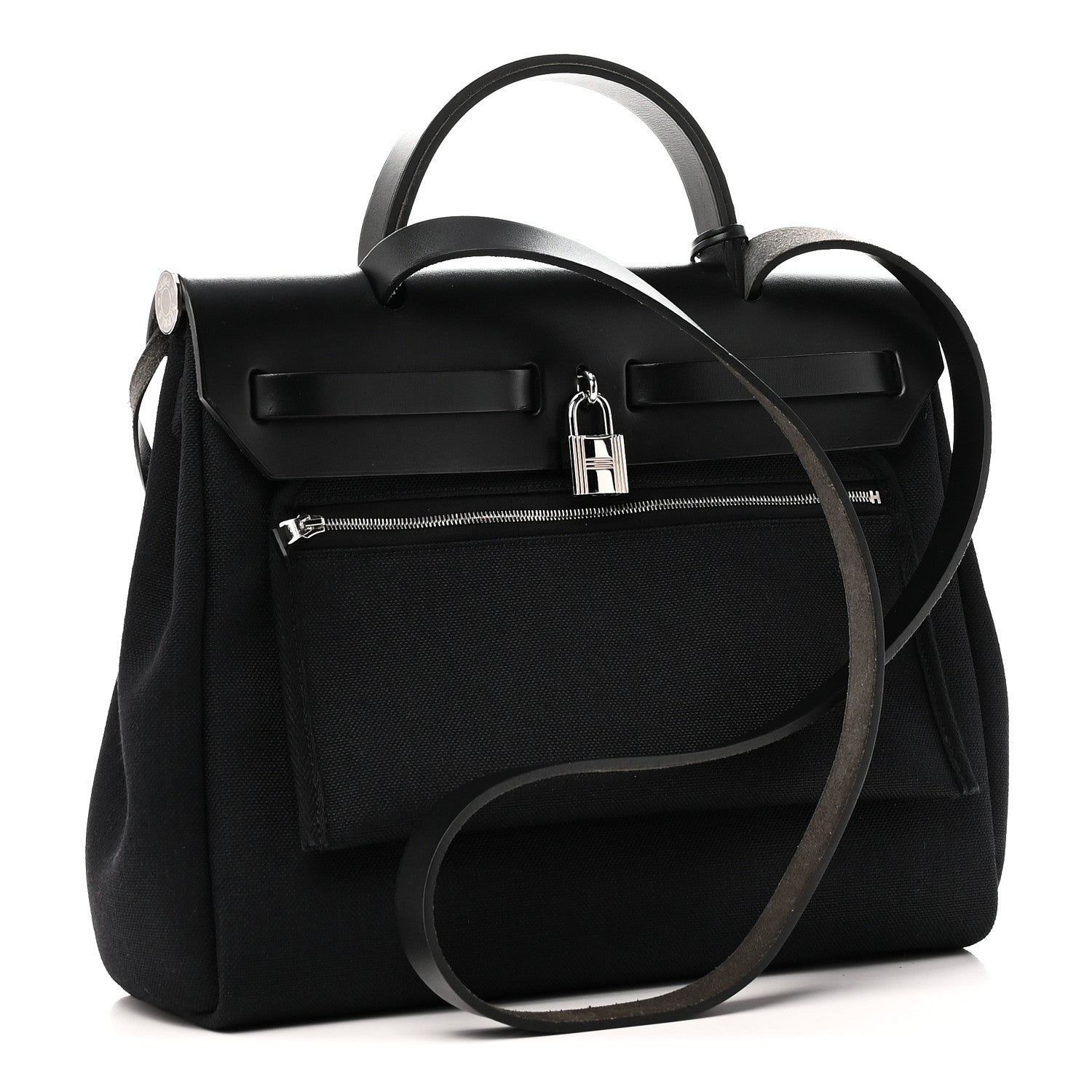 Hermes Military Toile Vache Hunter Herbag Zip Retourne 31 PM Black 4 of 11