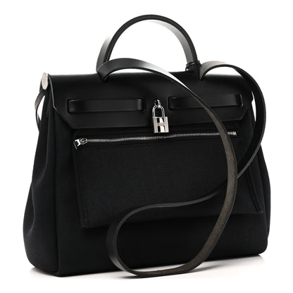 Hermes Military Toile Vache Hunter Herbag Zip Retourne 31 PM Black 4 of 11