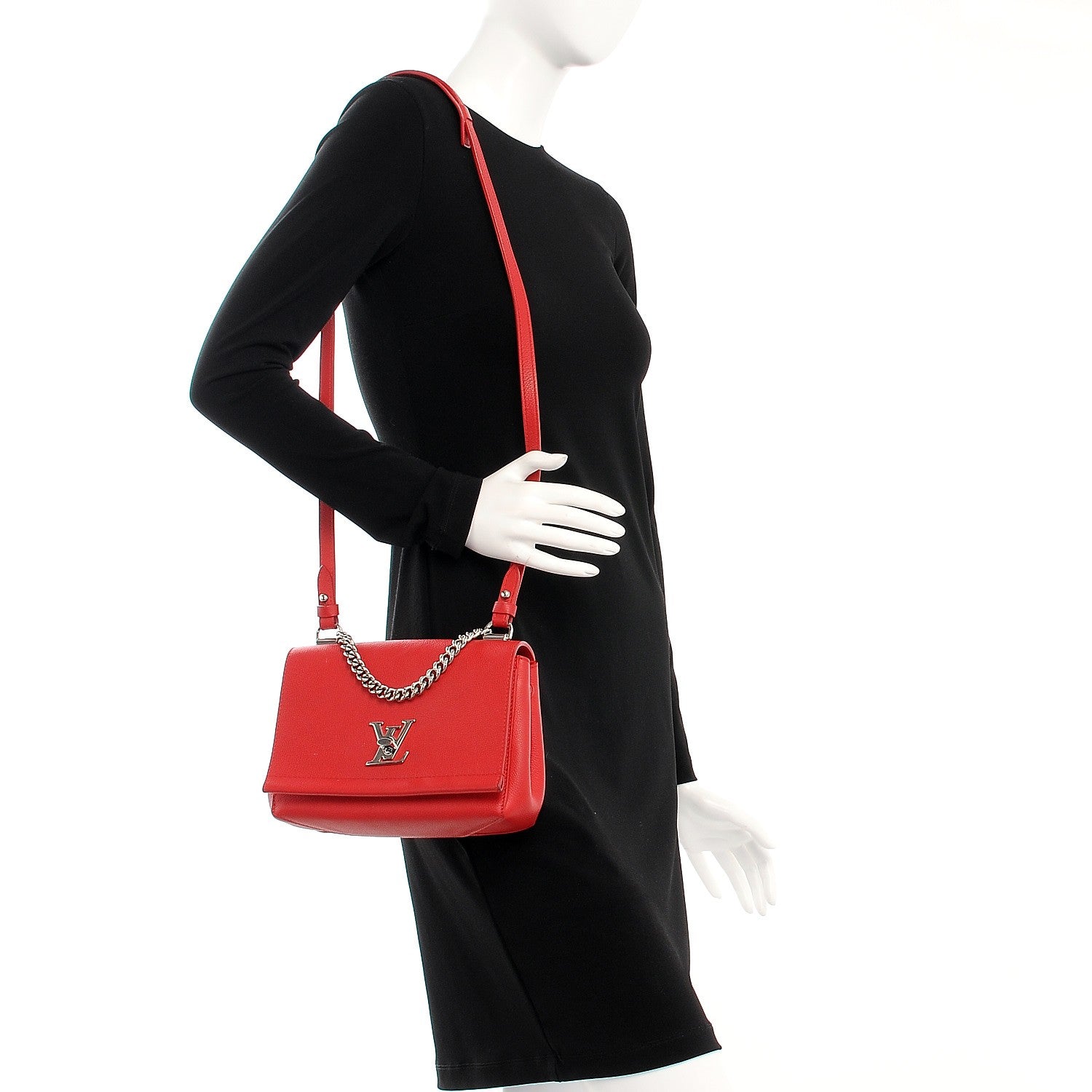 Louis Vuitton Calfskin Lockme II Chain Bag BB Rubis 2 of 11