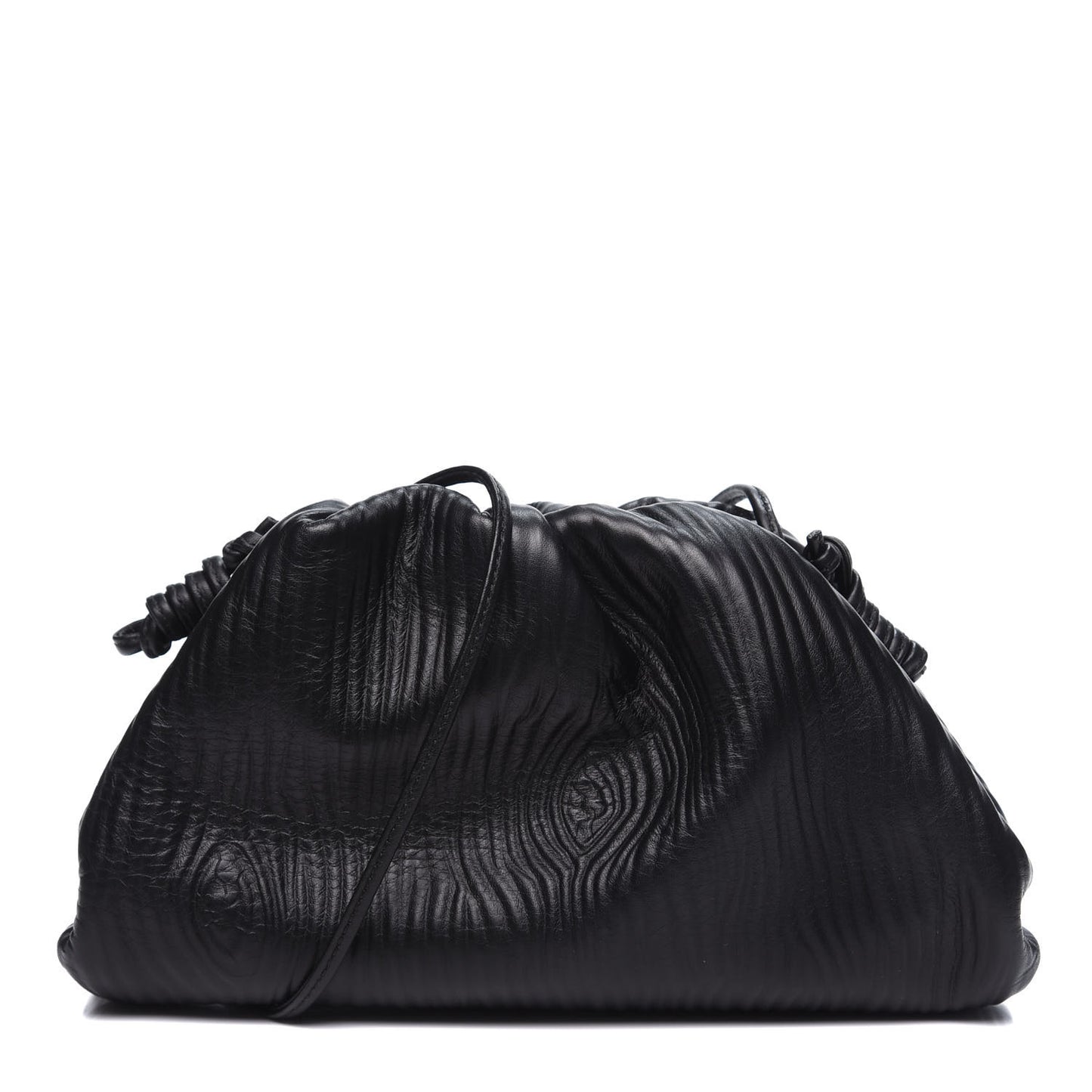 Bark Calfskin Embossed The Mini Pouch Clutch Black