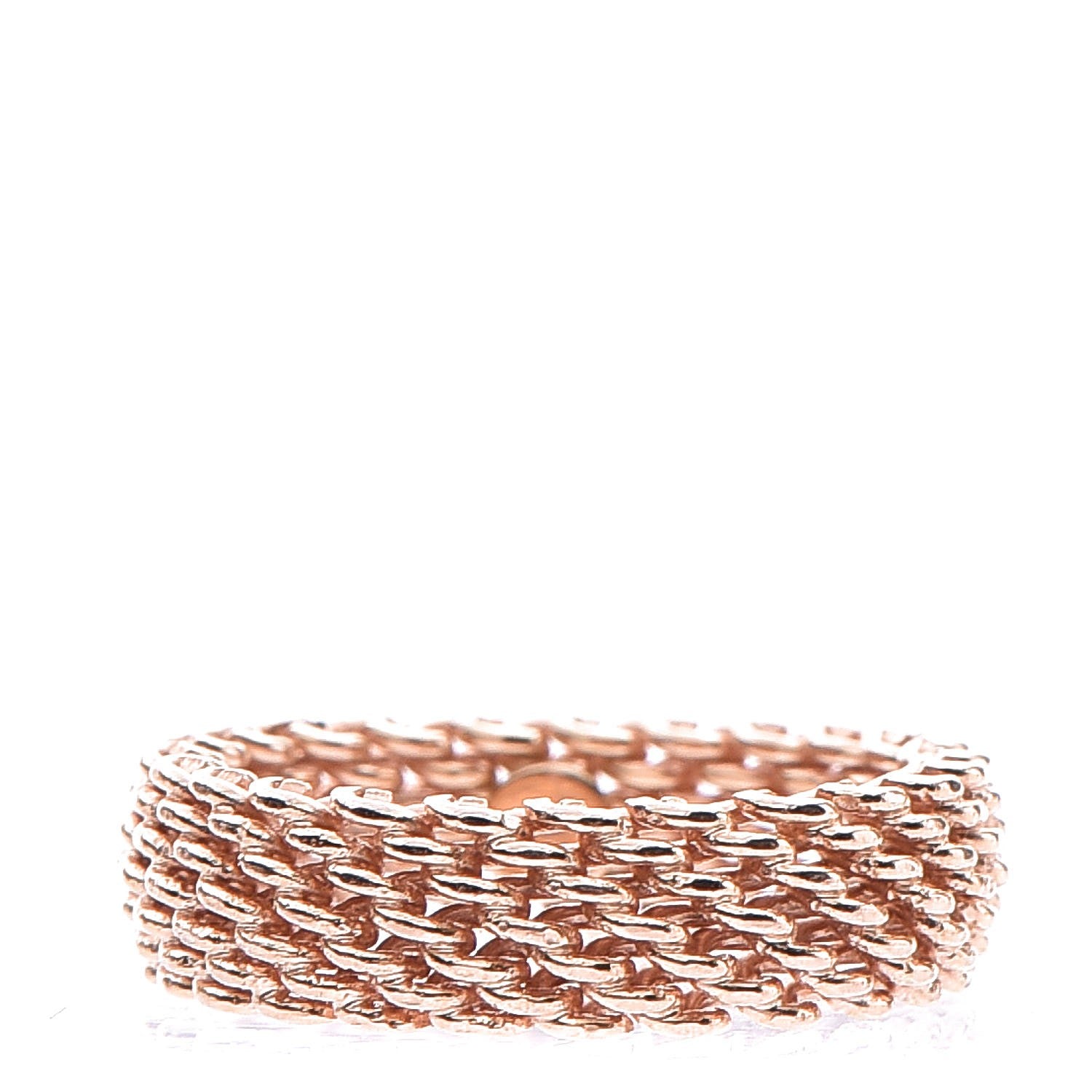 Tiffany 18K Rose Gold Narrow Somerset Mesh Ring 49 4.75 1 of 4
