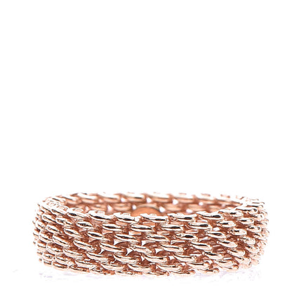 Tiffany 18K Rose Gold Narrow Somerset Mesh Ring 49 4.75 1 of 4