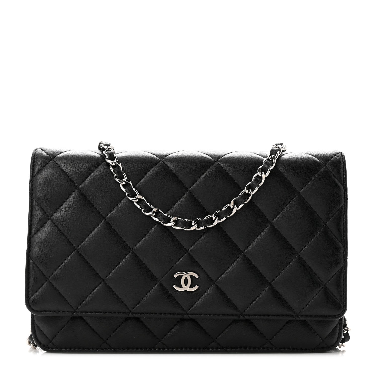 Chanel Lambskin Quilted Wallet On Chain WOC Black 1 of 12