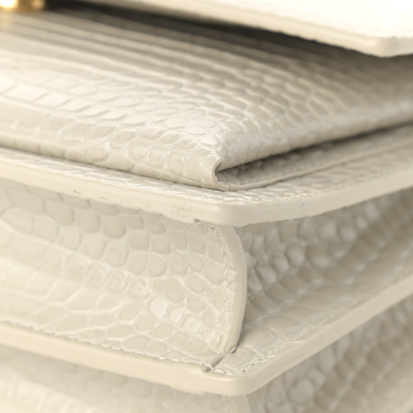 Calfskin Crocodile Embossed Medium Monogram Sunset Blanc Vintage