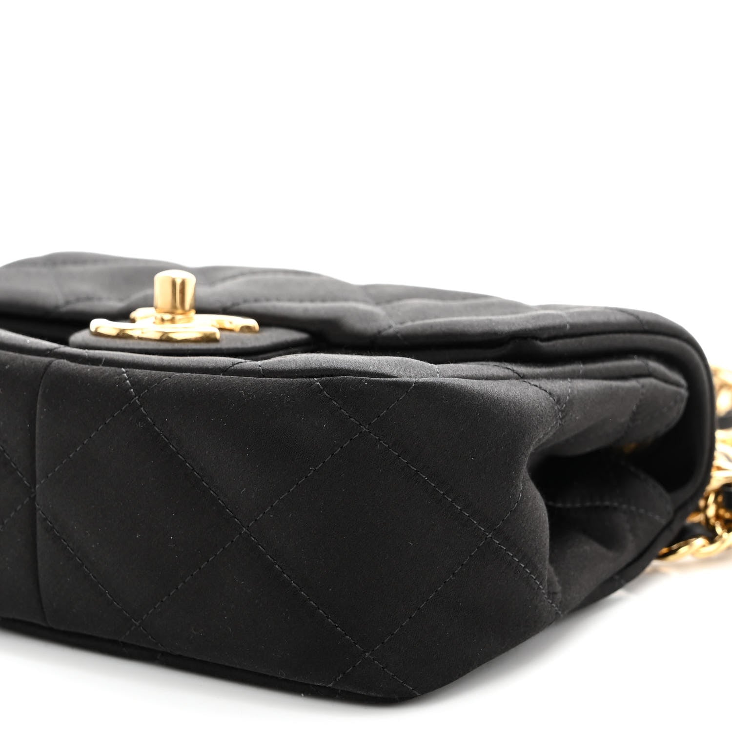 Chanel Satin Quilted Mini Logo Flap With Handle Black 10 of 10