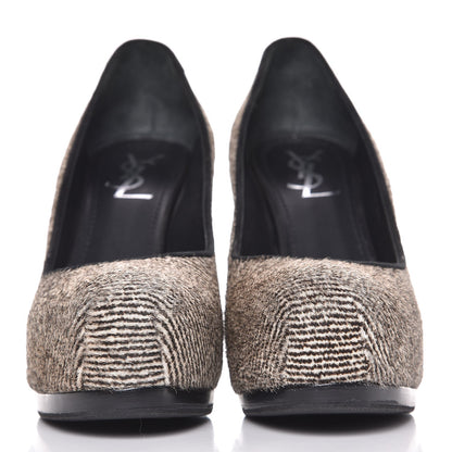Saint Laurent Pony Hair Tribtoo 80 Pumps 39.5 Black White 2 of 10