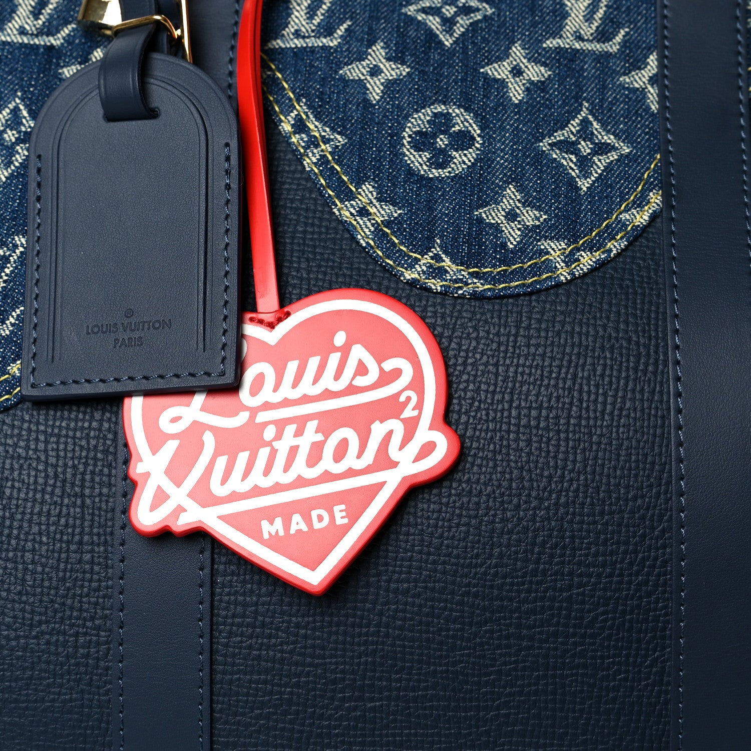 Louis Vuitton X NIGO Taurillon Monogram Denim Drip Keepall Bandouliere 50 Blue 7 of 11