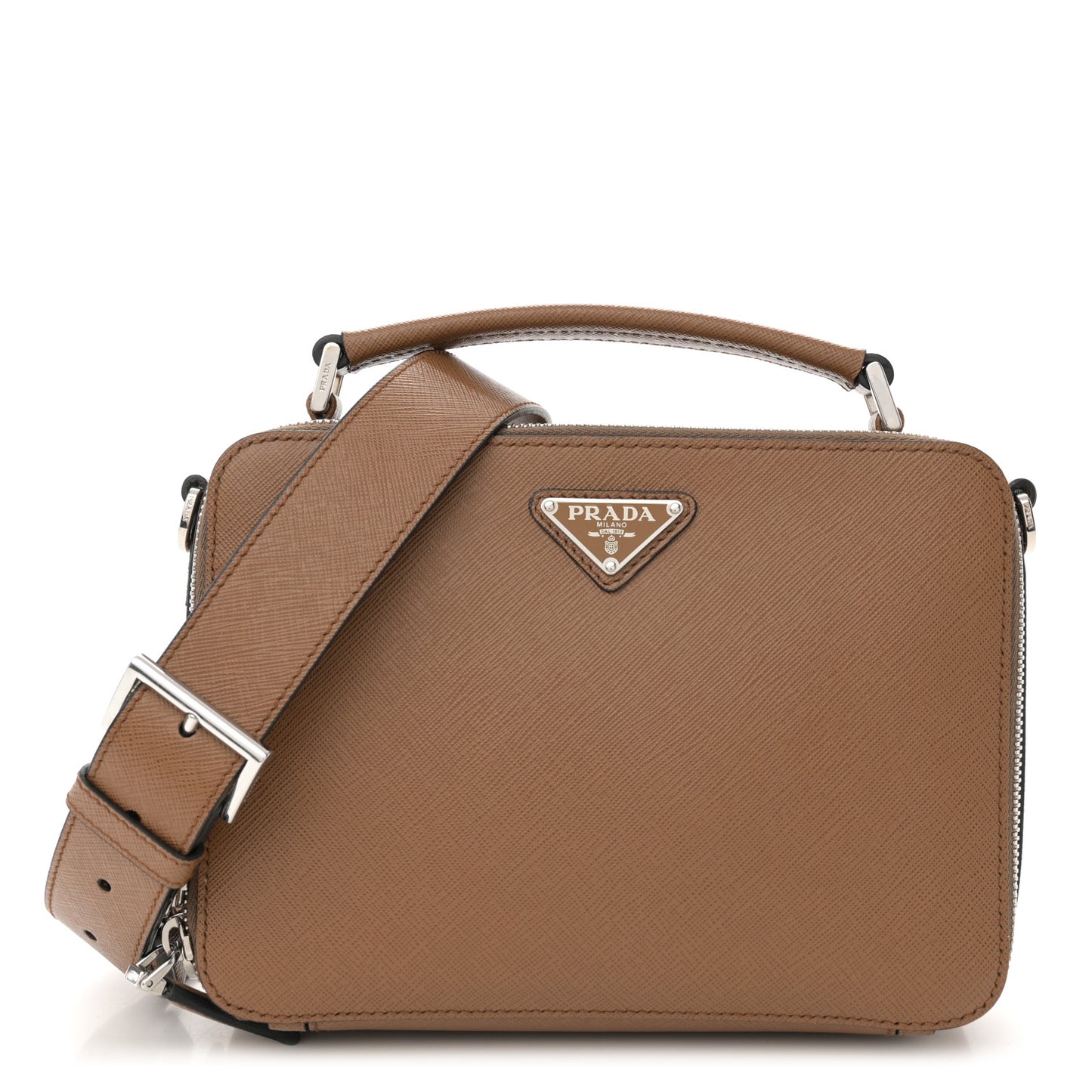 Saffiano Travel Medium Brique Crossbody Bag Cannella