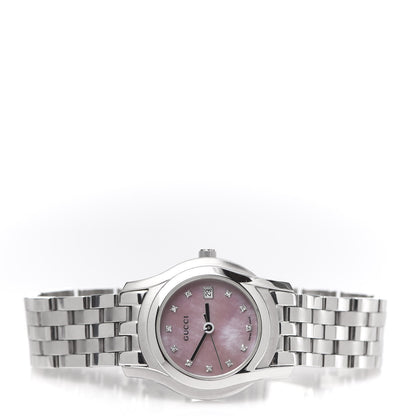 Gucci Stainless Steel Diamond Pink Mother of Pearl 27mm 5500L Quartz Watch 3 of 8