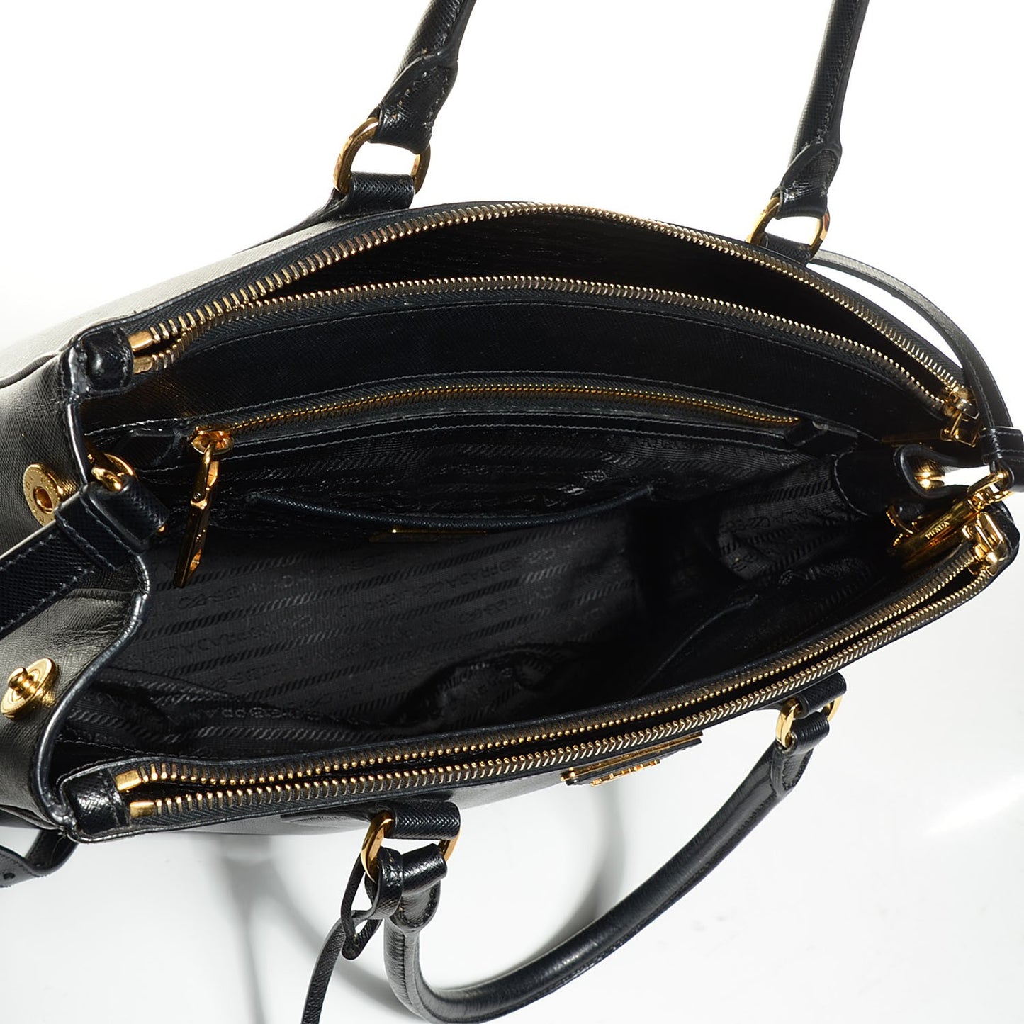 Saffiano Lux Medium Double Zip Tote Nero Black