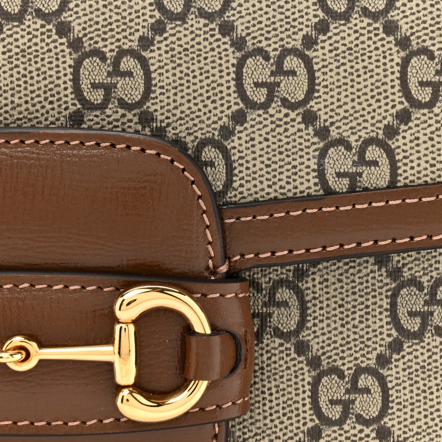 Gucci GG Supreme Monogram Web Mini Horsebit 1955 Shoulder Bag Beige Brown Sugar 8 of 11