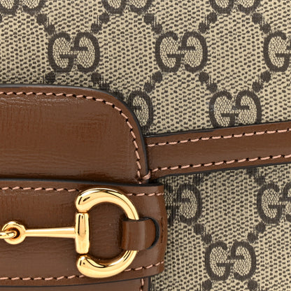 Gucci GG Supreme Monogram Web Mini Horsebit 1955 Shoulder Bag Beige Brown Sugar 8 of 11