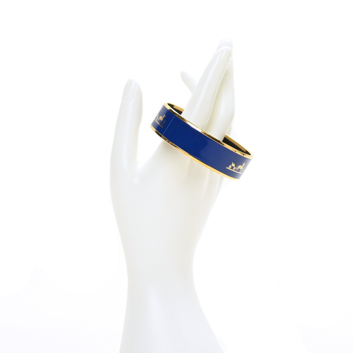 Hermes Enamel Printed Caleche Medium Bracelet 70 Bleu Royal 2 of 4