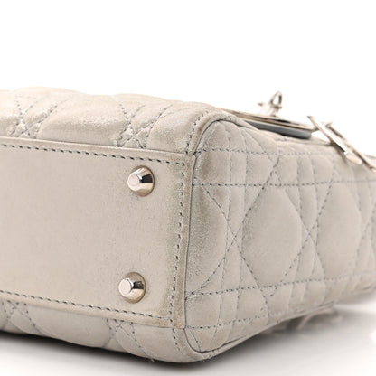 Christian Dior Metallic Lambskin Cannage Mini Lady Dior Silver 10 of 13
