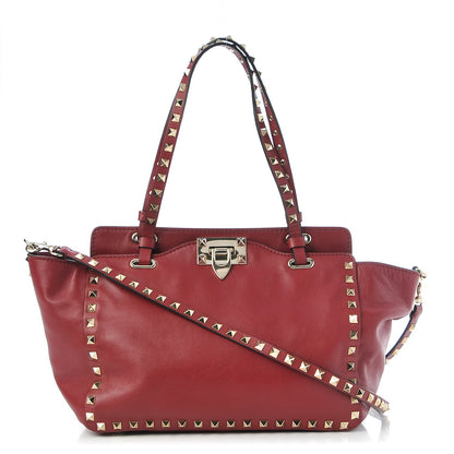 Valentino Garavani Vitello Small Rockstud Tote Scarlet 1 of 10