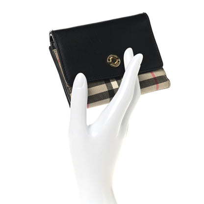 Burberry Grainy Calfskin Vintage Check Small Folding Wallet Archive Beige Black 2 of 7
