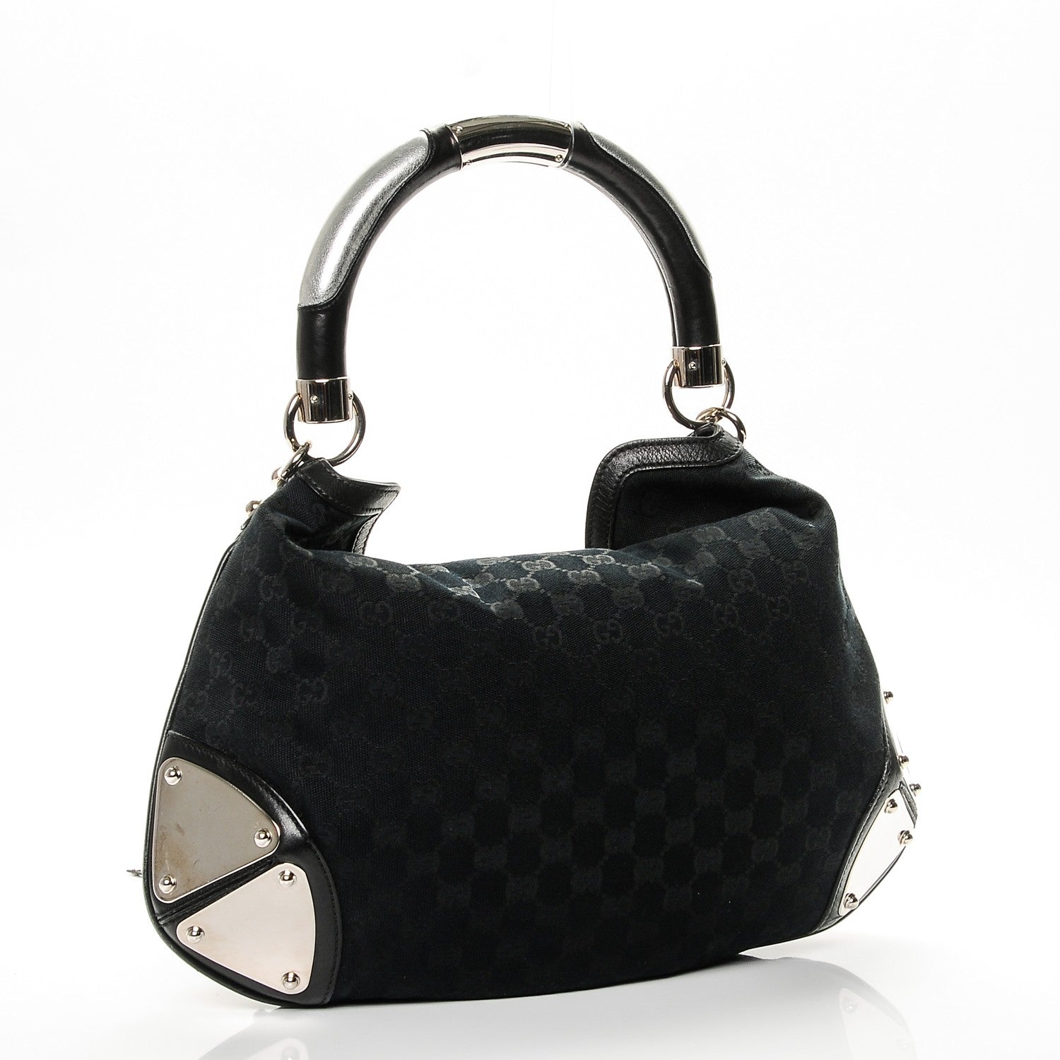 Gucci Monogram Medium Indy Top Handle Hobo Black 3 of 7