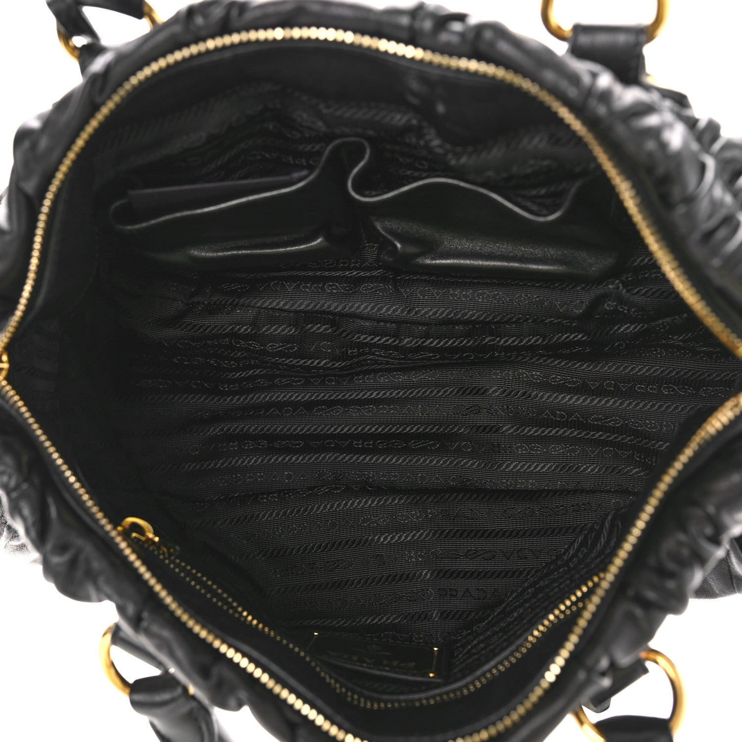 Prada Nappa Gaufre Buckle Satchel Black 5 of 10