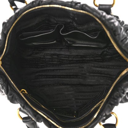 Prada Nappa Gaufre Buckle Satchel Black 5 of 10