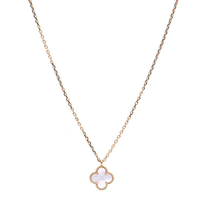 Van Cleef & Arpels 18K Yellow Gold Mother of Pearl Sweet Alhambra Pendant Necklace 1 of 9