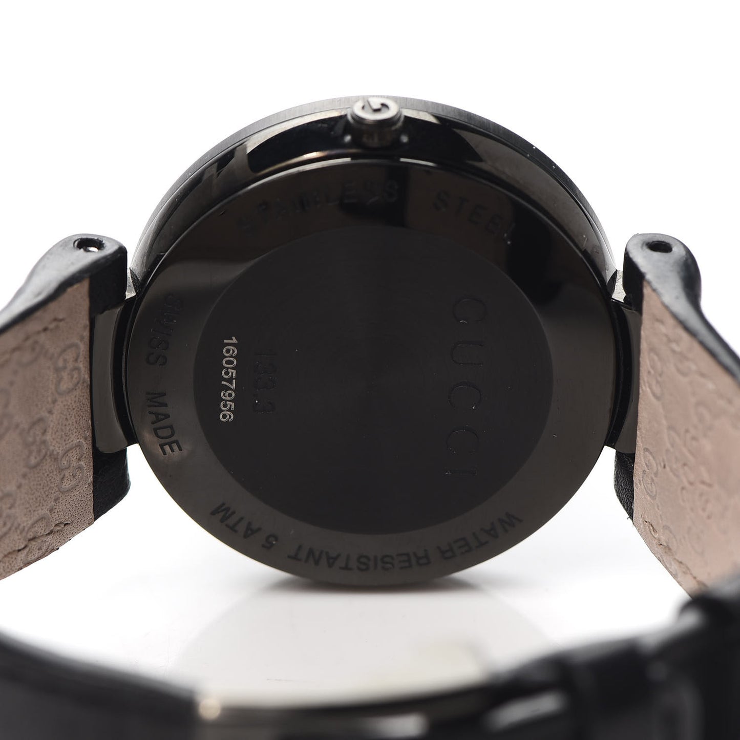 PVD Stainless Steel Calfskin 37mm Interlocking G Quartz Watch Black
