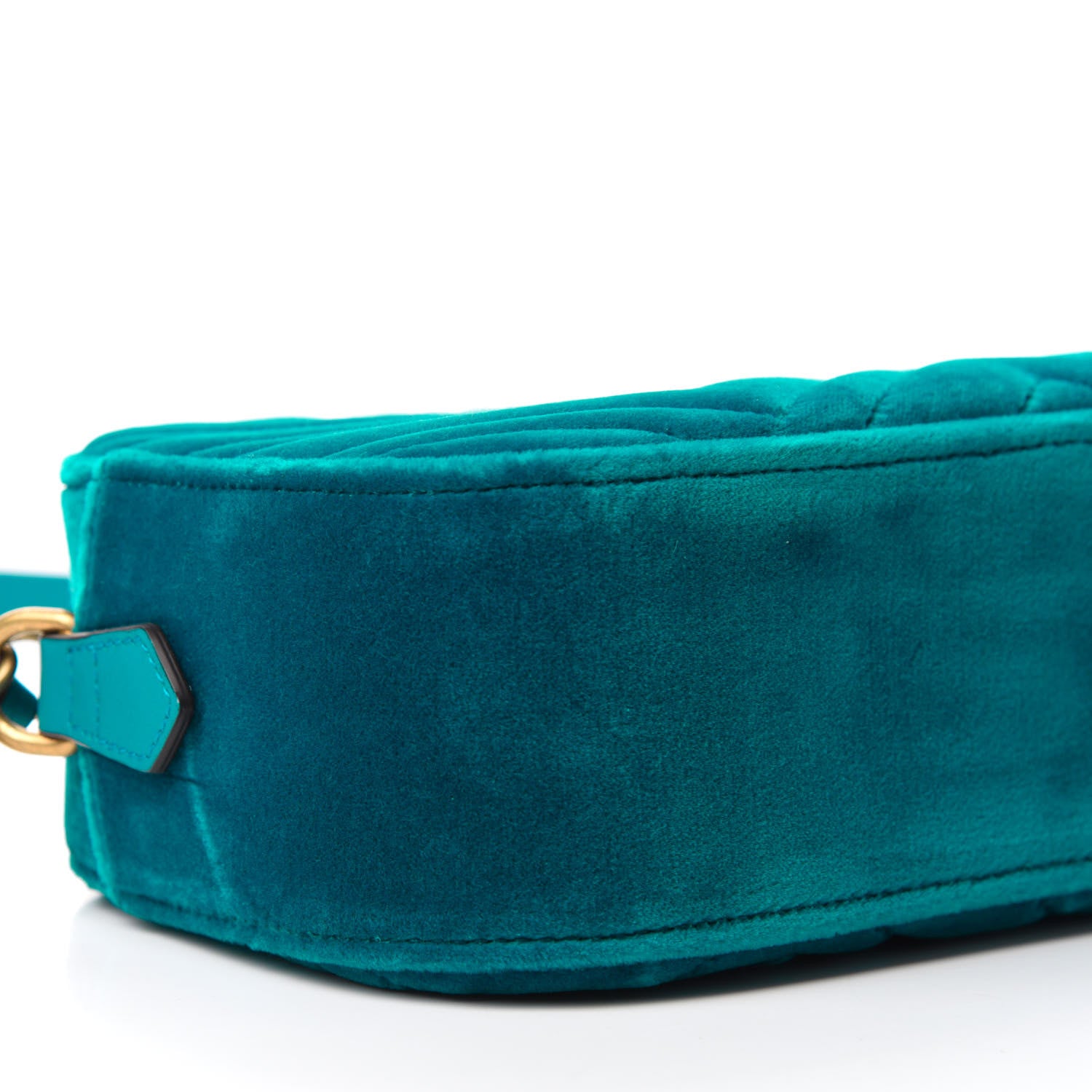 Gucci Velvet Matelasse Small GG Marmont Chain Shoulder Bag Pavone Cyan 6 of 10