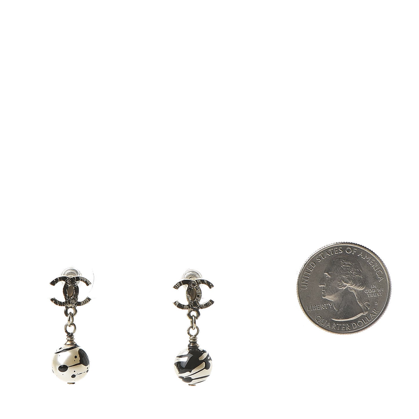 Pearl CC Drop Earrings Gold Black