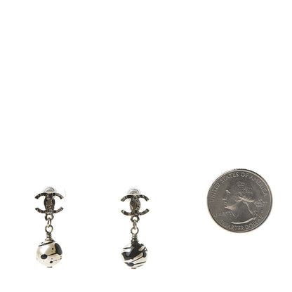 Chanel Pearl CC Drop Earrings Gold Black 2 of 5