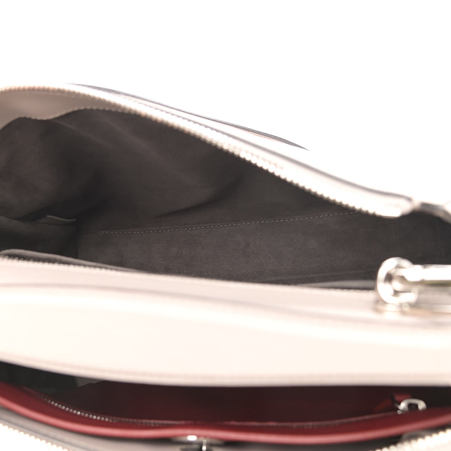 Fendi Vitello Baltico Dolce Shiny Nappa Lace Up DotCom Satchel Grigio Polvere 6 of 16