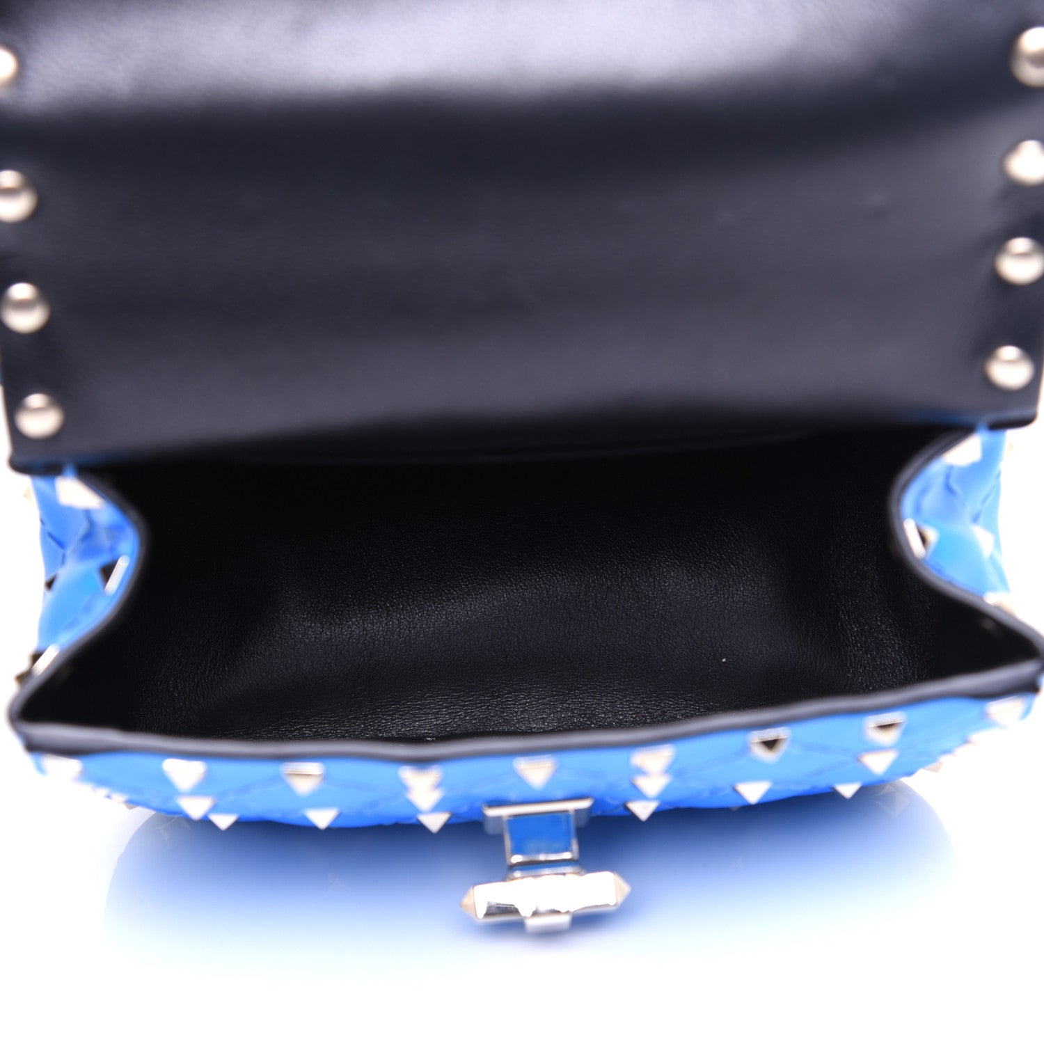 Valentino Garavani Calfskin Micro Rockstud Spike Shoulder Bag Blue Fluo 5 of 11