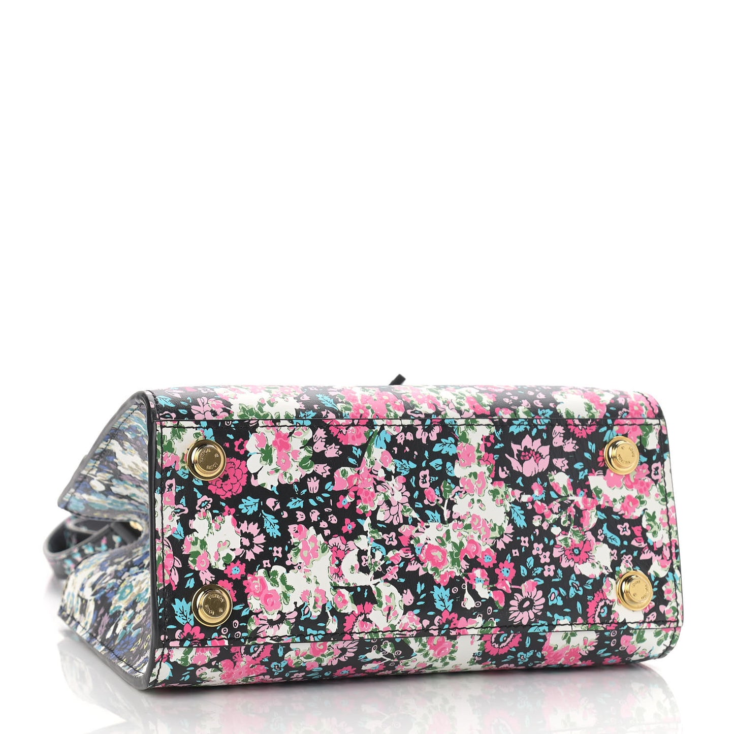 Calfskin Floral Print Mini City Steamer Black