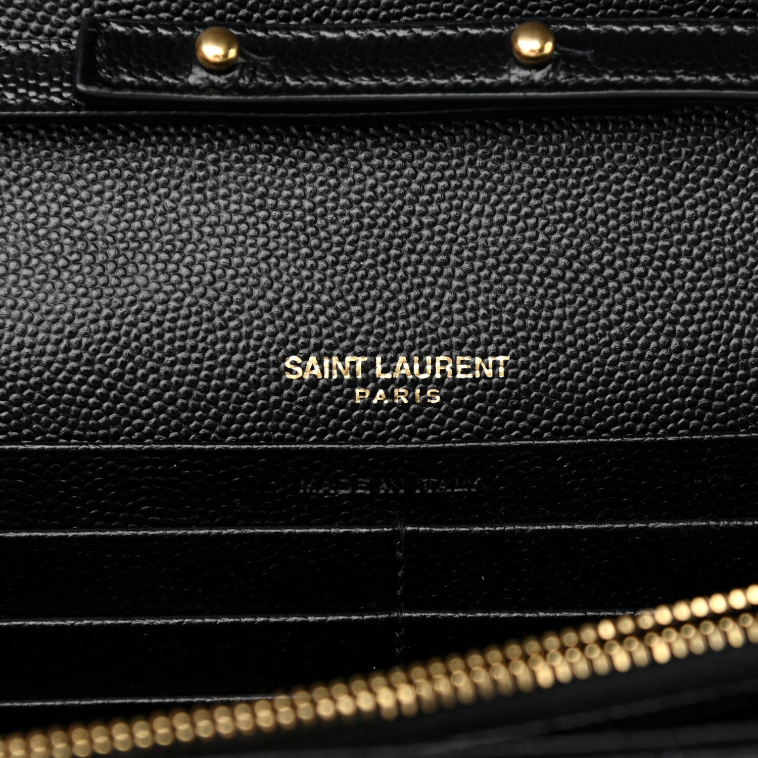 Saint Laurent Grain De Poudre Matelasse Chevron Monogram Chain Wallet Black 6 of 10