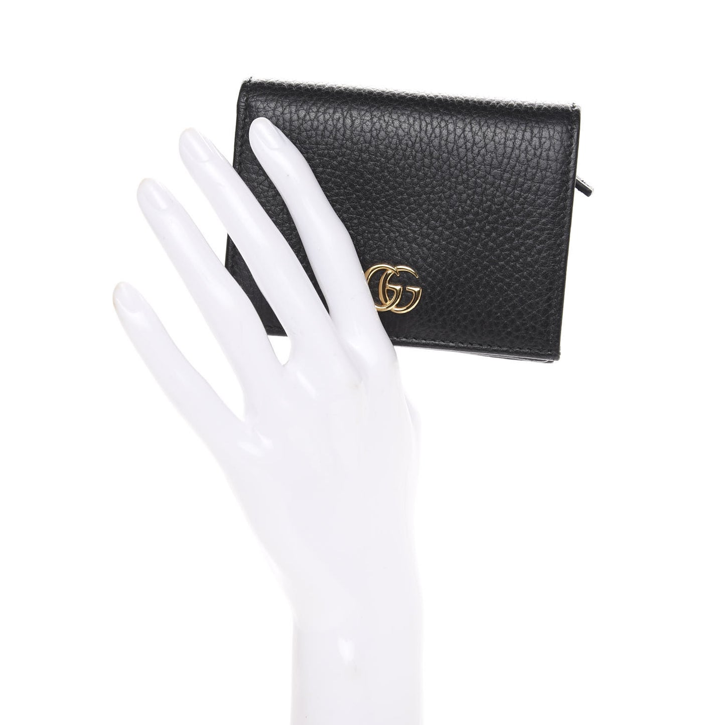 Pebbled Calfskin GG Marmont Card Case Black