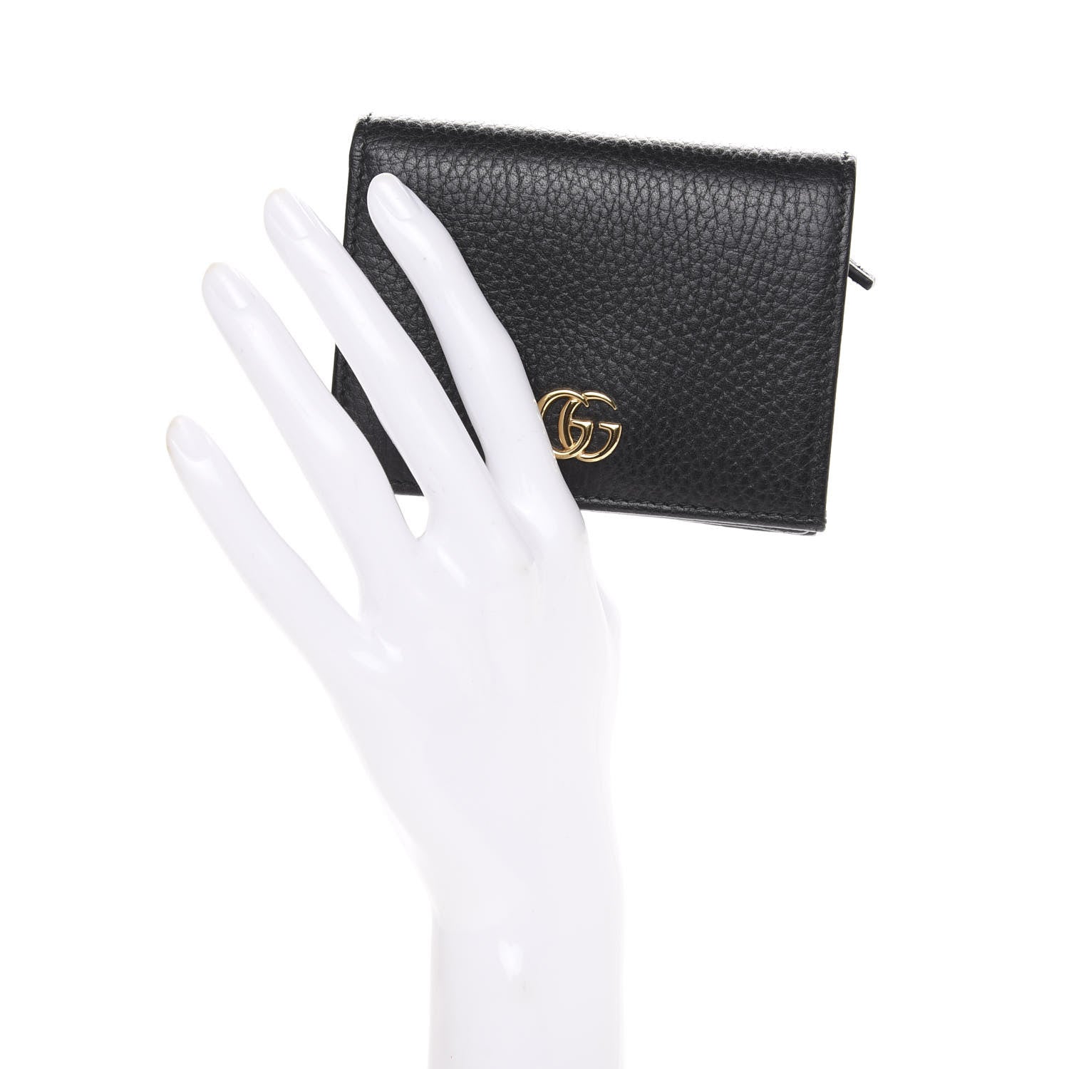 Gucci Pebbled Calfskin GG Marmont Card Case Black 2 of 9