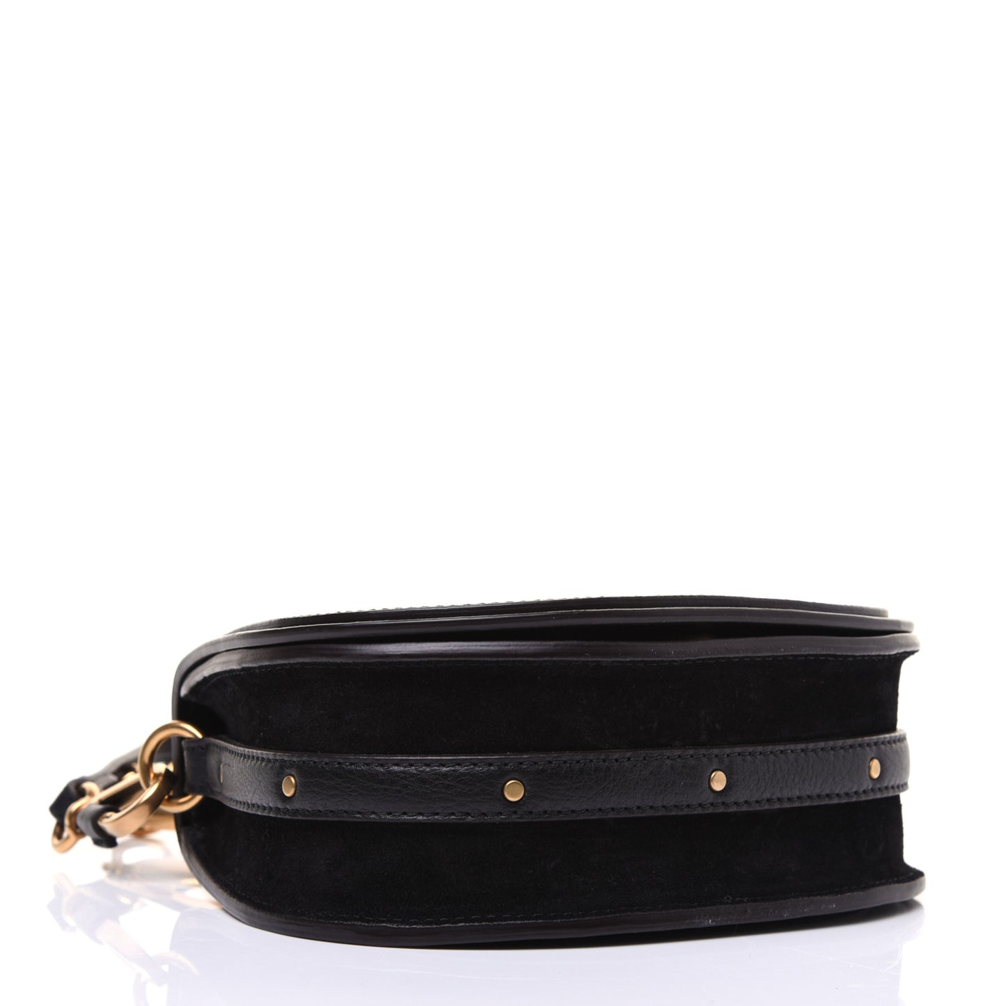 Calfskin Suede Small Nile Bracelet Bag Black