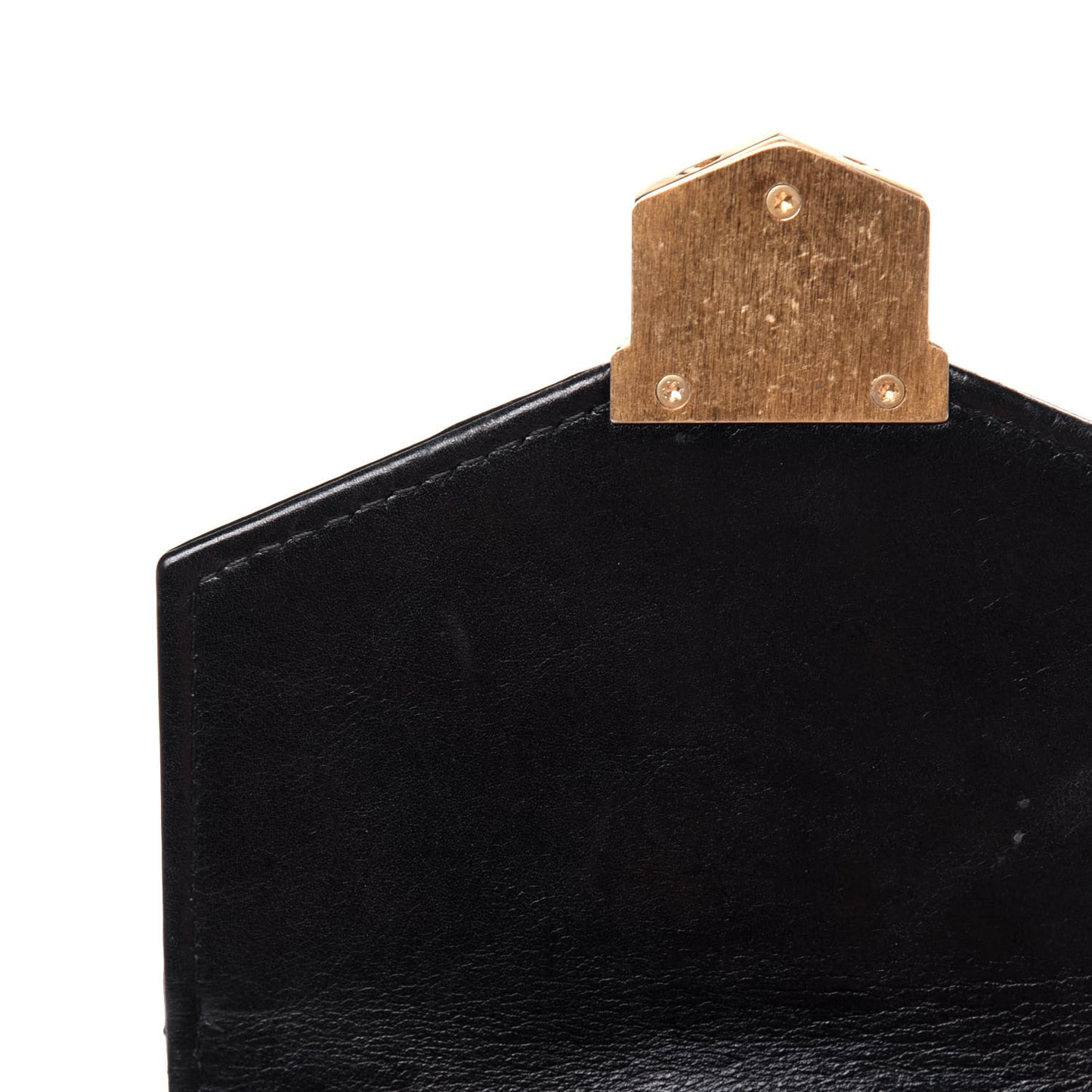 Calfskin Chevron Quilted Medal Mini Clutch With Chain Black
