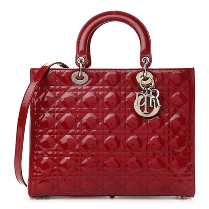 Christian Dior Patent Cannage Large Lady Dior Red 1 of 9