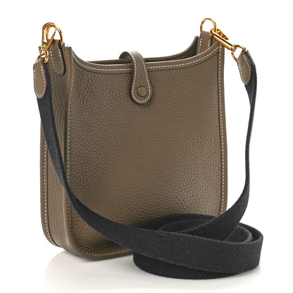 Hermes Taurillon Clemence Amazone Evelyne TPM Etoupe Bleu Indigo 2 of 9