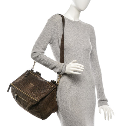 Givenchy Calfskin Crocodile Embossed Medium Pandora Brown 2 of 8