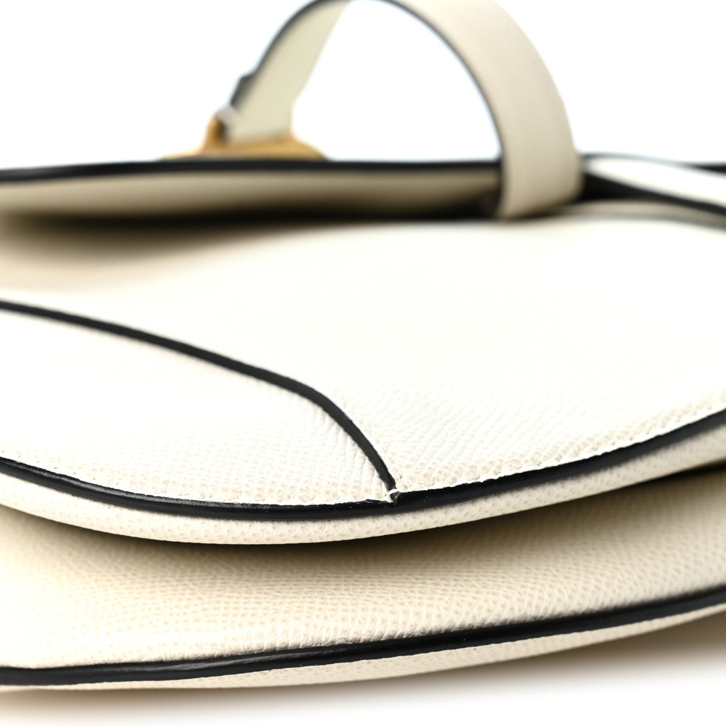 Grained Calfskin Saddle Bag White
