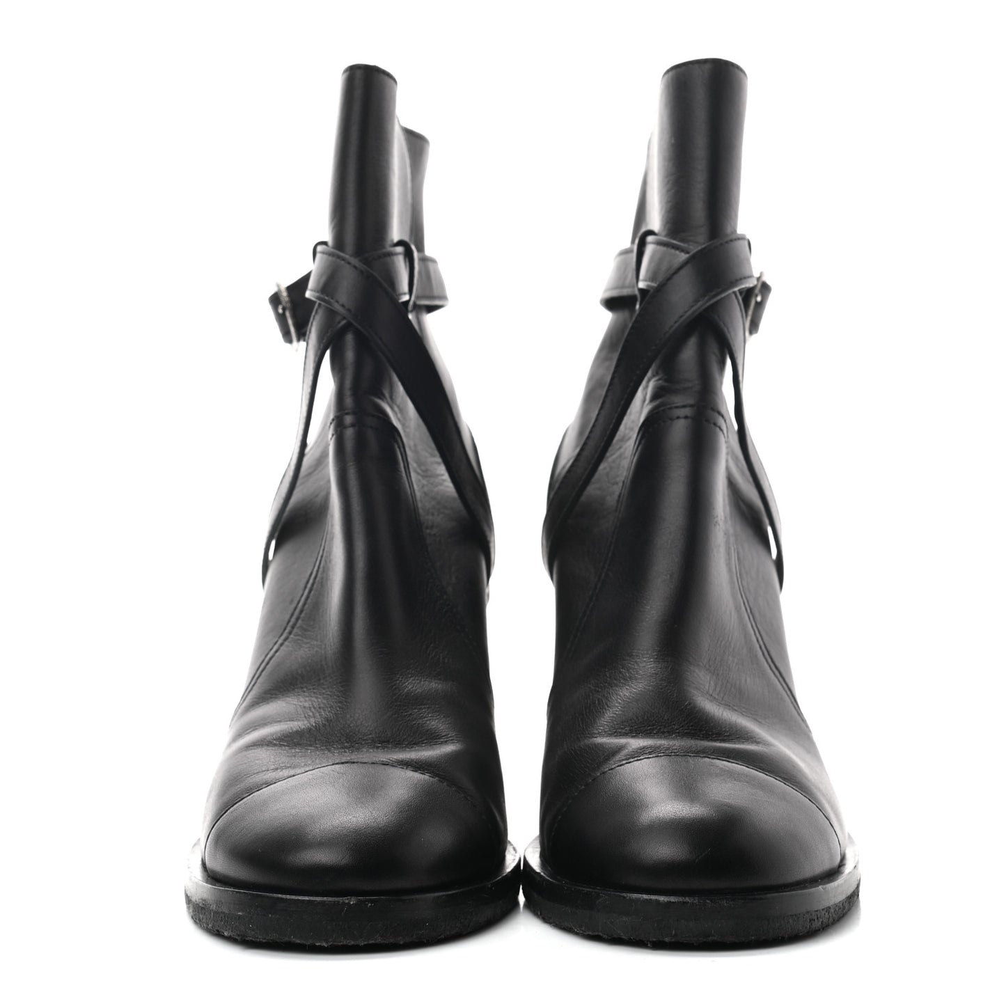 Lambskin CC Buckle Short Boots 38.5 Black