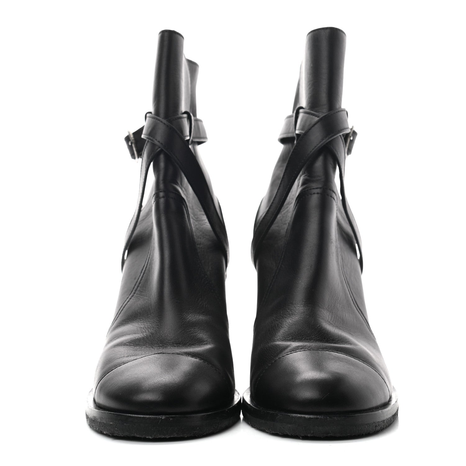 Chanel Lambskin CC Buckle Short Boots 38.5 Black 2 of 9