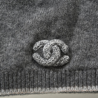 Chanel Cashmere Blend CC Beanie Hat Grey 2 of 4